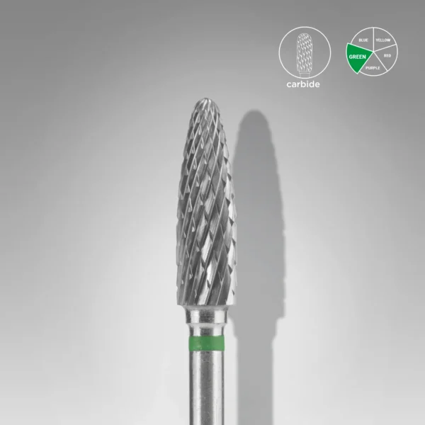 Fresa / Broca para retirar gel/acrigel/acrilico, verde, forma maíz